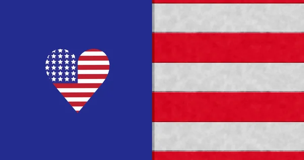 Image White Red Stripes Heart Coloured Flag Usa Blue Background — Stock Photo, Image