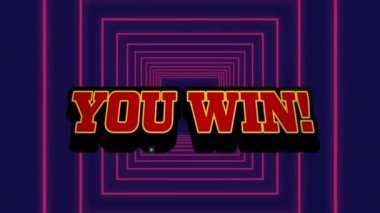 Animasyon, pembe kare şekilli, mor arkaplandaki pürüzsüz desenleri aşarak metin afişi kazandı. Video oyunu arayüzü teknolojisi kavramı