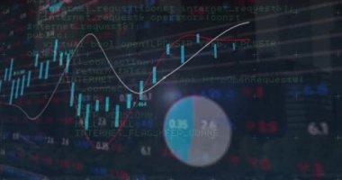 Animation of financial data processing over grid. Global business, finances, computing and data processing concept digitally generated video.