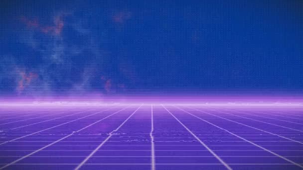 Анімація Багатокольорового Трикутника Над Сіткою Синьому Фоні Концепція Візерунка Форми — стокове відео