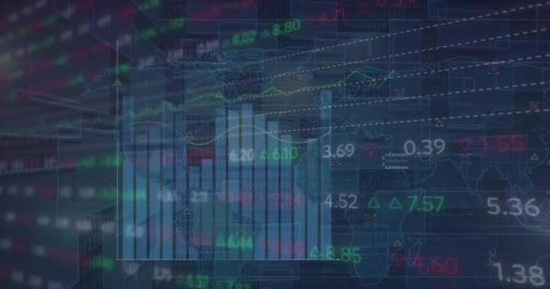 Animación Del Procesamiento Datos Financieros Sobre Estadísticas Negocios Globales Finanzas — Vídeo de stock