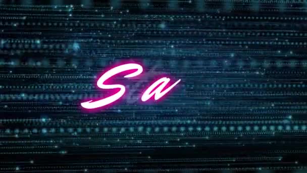 Animatie Van Neon Start Tekst Banner Gloeiende Blauwe Licht Paden — Stockvideo