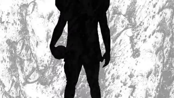 Animation Silhouette Male American Football Player Shapes Grey Background Sport — Stock Video