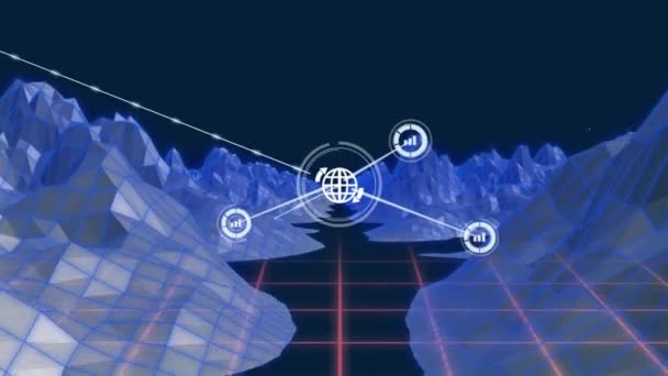 Meta Evren Üzerindeki Simgelerle Bağlantı Ağının Animasyonu Dijital Olarak Oluşturulmuş — Stok video