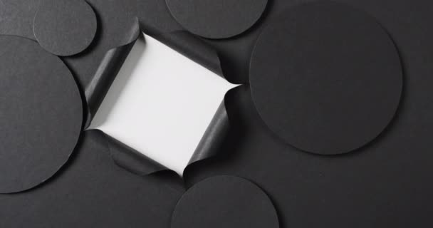 Vertical Video Circles Black Paper Square Cut Out Copy Space — Stock Video