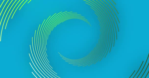 青い背景に動く抽象的な緑の円のパターンのアニメーション デジタル生成されたビデオの形状 パターン カラーコンセプト — ストック動画