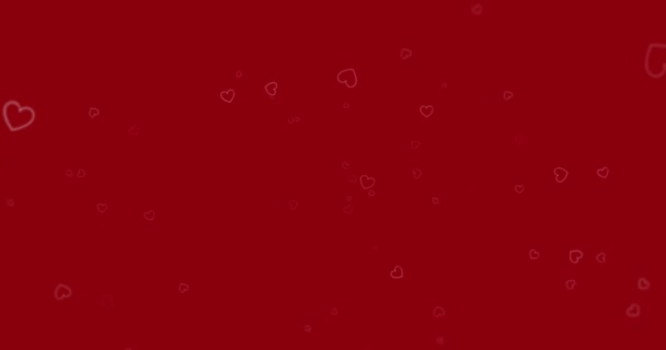赤い背景の上に移動する複数の心臓形のアニメーション デジタル生成 イラスト 抽象的な概念 — ストック動画