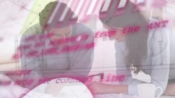 Animace Programovacího Jazyka Více Grafů Přes Bělošské Kolegy Analyzující Plán — Stock video