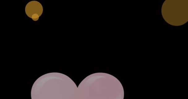 Animatie Van Hartvormige Ballonnen Cirkels Die Omhoog Bewegen Zwarte Achtergrond — Stockvideo