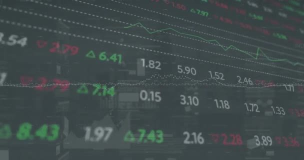 Animation Statistical Stock Market Data Processing Grey Background Global Economy — Stok video