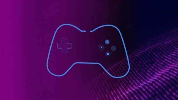 Animation Blue Gaming Console Dynamic Wave Pattern Abstract Background Digitally — Stock Video