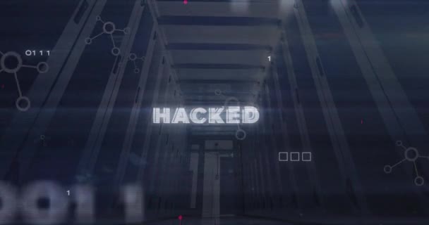 Animación Texto Hackeado Códigos Binarios Lenguaje Informático Través Vista Ángulo — Vídeo de stock