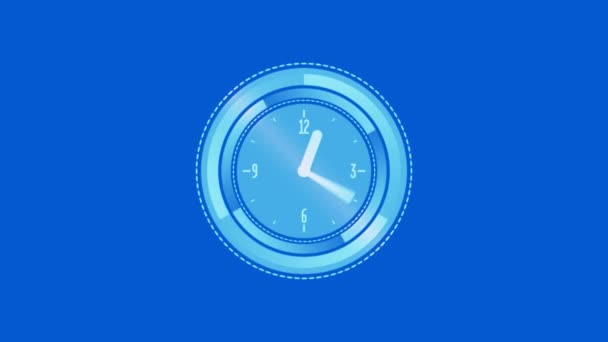 Animace Tikání Hodin Zpracování Dat Modrém Pozadí Time Productivity Computing — Stock video
