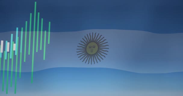 Анимация Нескольких Графов Освещающих Флаг Аргентины Digital Generated Patriotism Government — стоковое видео