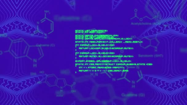Moleküler Yapıların Animasyonu Programlama Dilleri Mavi Arkaplanda Soyut Desen Dijital — Stok video
