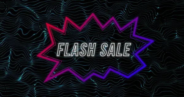 Bild Des Flash Verkaufstextes Sprechblase Über Wellenmuster Vor Schwarzem Hintergrund — Stockfoto