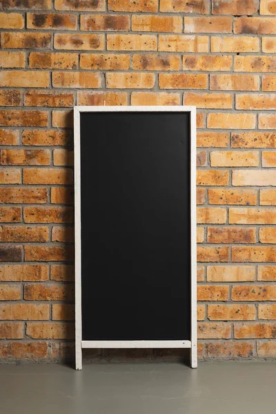 Black Sign White Frame Copy Space Brick Wall Background Signage — Stock Photo, Image