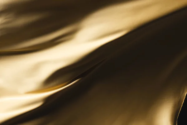 Close Tecido Seda Brilhante Ouro Com Fundo Espaço Cópia Textura — Fotografia de Stock