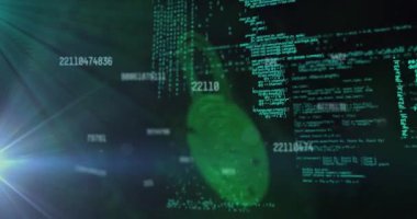 Değişen sayılar ve programlama dili üzerine asma kilidin animasyonu. Dijital olarak oluşturulmuş, veri, güvenlik, koruma, kodlama, şifreleme, ağ oluşturma, gelecekçi ve teknoloji kavramı.