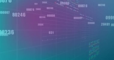 Değişen numaraların animasyonu, istatistiksel, gradyan arka planda borsa veri işlemesi. Küresel ekonomi ve iş veri teknolojisi kavramı
