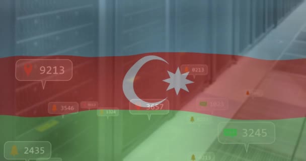 Animasi Angka Dan Ikon Batang Pemberitahuan Atas Bendera Azerbaijan Terhadap — Stok Video