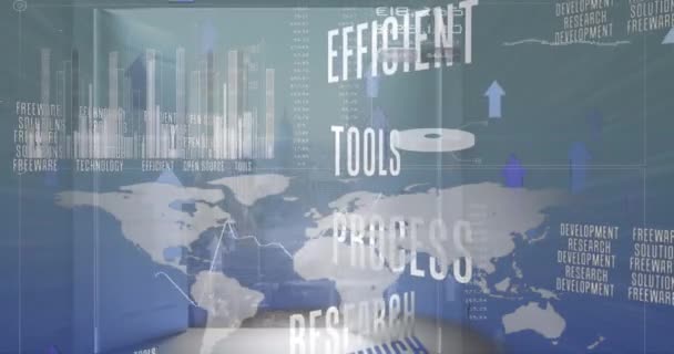비즈니스 텍스트의 애니메이션과 풍경의 관점에서 데이터 컴퓨터 인터페이스 비즈니스 데이터 — 비디오