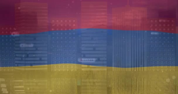 Animazione Delle Barre Notifica Con Numeri Bandiera Degli Armeni Edifici — Video Stock
