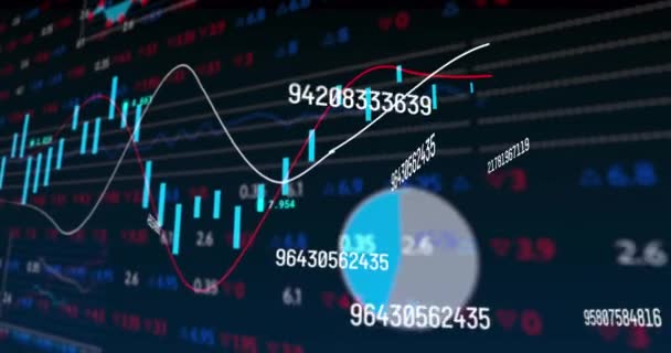 Animatie Van Veranderende Aantallen Statistische Beursgegevensverwerking Blauwe Achtergrond Wereldwijd Concept — Stockvideo