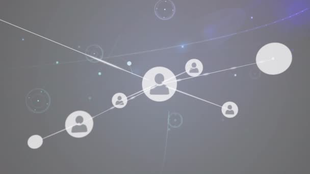 Animação Dados Rede Conexões Com Ícones Sobre Fundo Escuro Conexões — Vídeo de Stock