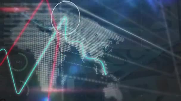 Animación Del Procesamiento Datos Estadísticos Bursátiles Frente Billetes Euros Concepto — Vídeo de stock