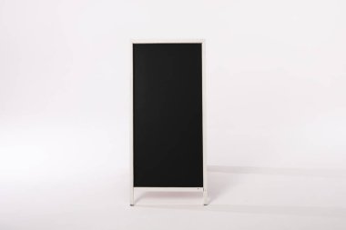 Beyaz çerçeveli siyah işaret ve beyaz arkaplandaki boşluğu kopyala. İmza, yazma alanı ve reklam kavramı.