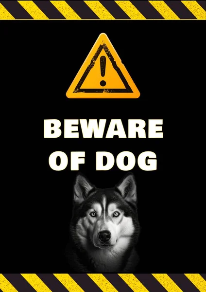 警告サインや犬に関する犬のテキストに注意してください 保護コンセプト デジタル生成イメージ — ストック写真