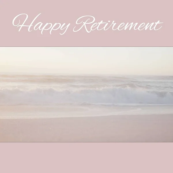 Composition Happy Retirement Text Seaside Retirement Senior Lifestyle Happiness Concept — Stock Photo, Image