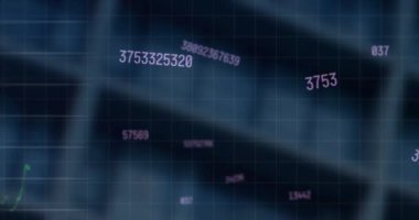 Karanlık arka planda bilgisayar veri işleme animasyonu. Küresel hesaplama, dijital arayüz ve veri işleme kavramı dijital olarak oluşturulmuş video.