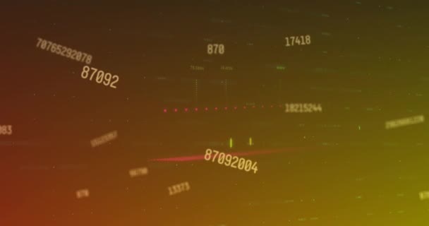 오렌지 그라디언트 배경에서 데이터 처리의 애니메이션 글로벌 비즈니스 데이터 — 비디오
