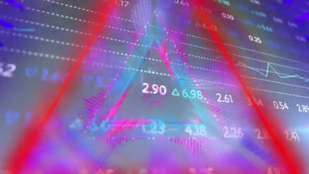 Animação Túnel Triangular Iluminado Sobre Placa Negociação Fundo Digitalmente Gerado — Vídeo de Stock