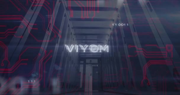 Animace Virového Textu Binárních Kódů Počítačového Jazyka Nízkoúhlé Zobrazení Serverové — Stock video