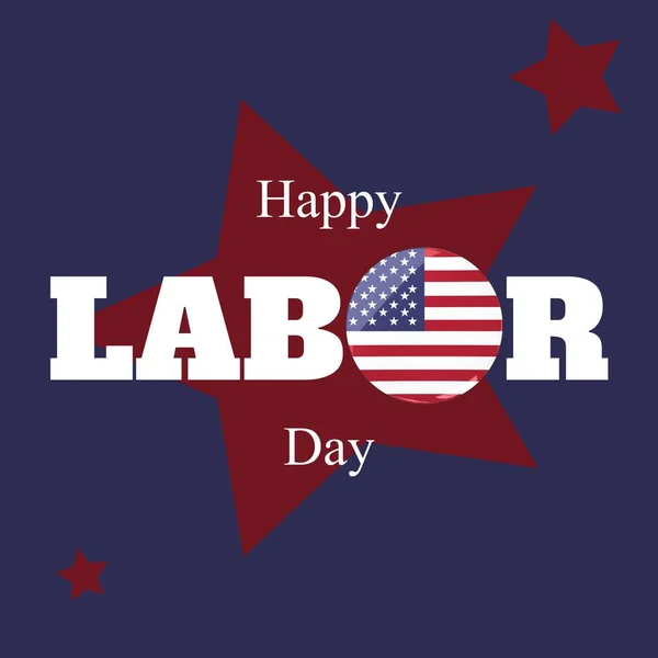 어두운 파란색에 미국의 깃발과 흰색에 노동의 텍스트 미국에 노동자와 노동운동의 — 스톡 사진