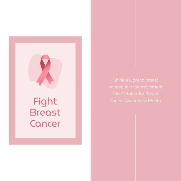 Fight breast cancer and breast cancer awareness month text with pink ribbon on cream and pink. Breast cancer health awareness month, join the movement this october campaign, digitally generated image.