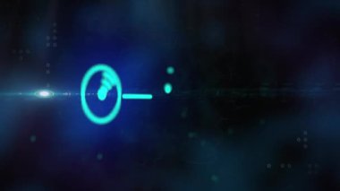 Mavi arkaplandaki dijital simgelerle bağlantıların animasyonu. Dijital olarak oluşturulmuş küresel bağlantılar, hesaplama ve veri işleme kavramı.