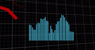 Siyah arka planda finansal veri işleme sisteminin animasyonu. Küresel iş, finans, hesaplama ve veri işleme kavramı dijital olarak oluşturulmuş video.