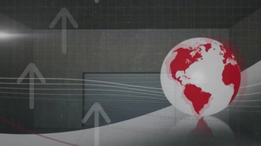 Dünya üzerindeki bağlantılar ve oklar ağının animasyonu. Dijital olarak oluşturulmuş küresel bağlantılar, hesaplama ve veri işleme kavramı.