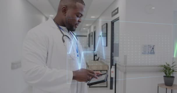 Animazione Dell Elaborazione Dei Dati Medico Afro Americano Ospedale Concetto — Video Stock
