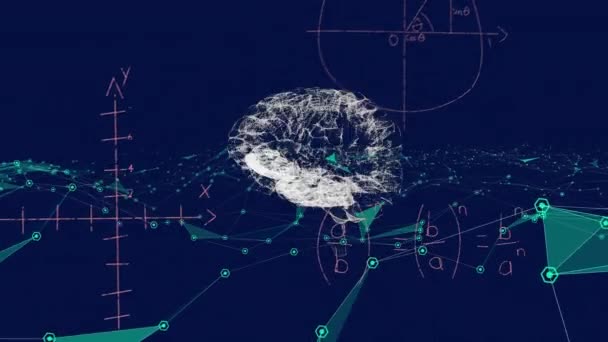 Animacja Ludzkiego Mózgu Przetwarzanie Danych Niebieskim Tle Koncepcja Globalnej Nauki — Wideo stockowe