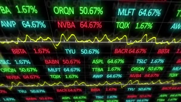 Animace Zpracování Statistických Burzovních Dat Černém Pozadí Globální Ekonomika Koncepce — Stock video