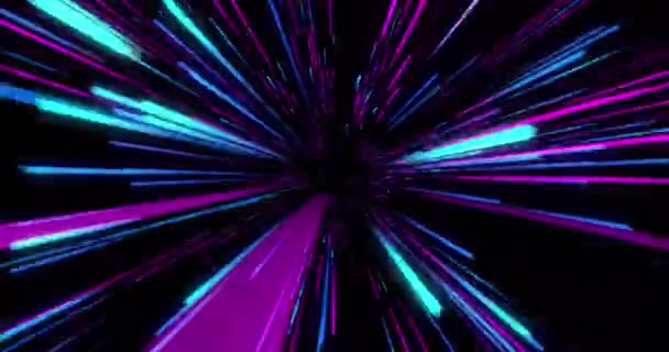 Анимация Синего Фиолетового Неонового Света Черном Фоне Абстрактная Неоновая Световая — стоковое видео