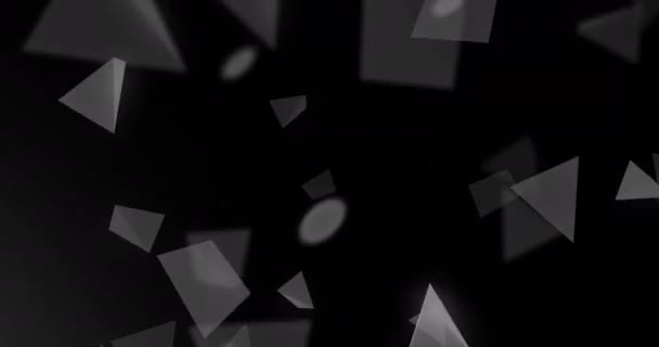 在黑色背景下 在旋转的地球上动画3D三角形 数字生成的全息图 三维和全球化概念 — 图库视频影像