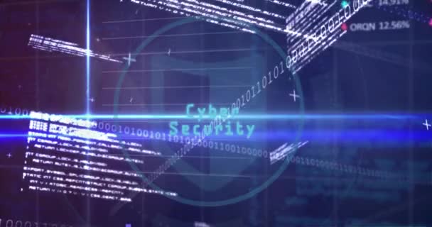 Анимизация Компьютерного Языка Бинарных Кодов Торговых Досок Графиков Замок Облаке — стоковое видео