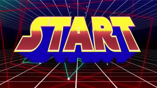 Animáció Start Szöveg Neon Minta Metaverzív Háttér Globális Videojáték Digitális — Stock videók