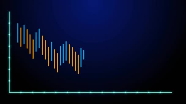 青い背景にグラフを囲む線のアニメーション デジタル生成 ホログラム イラスト レポート ビジネス 照らされた 形および抽象的な概念 — ストック動画